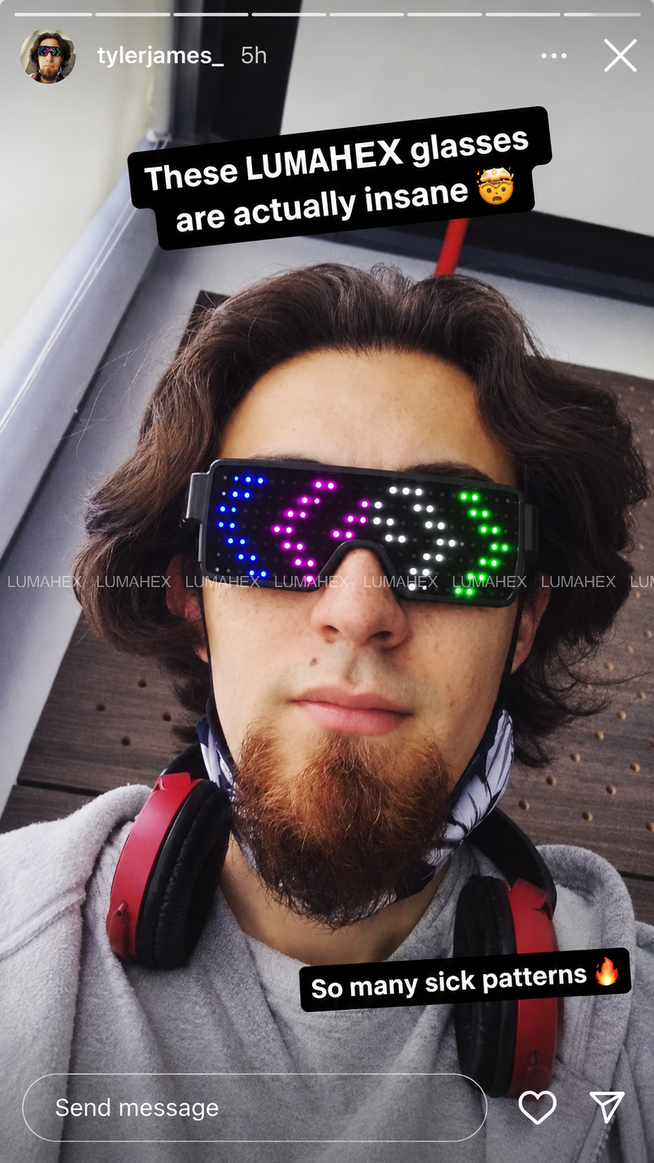 Man wearing the glasses, wraparound fit