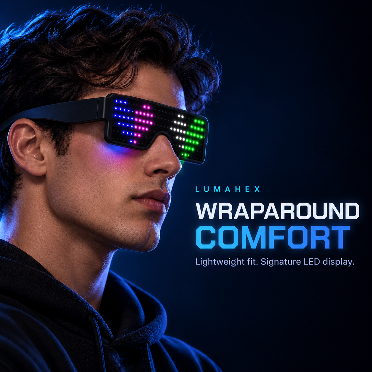 Hex Visor LED Party Glasses